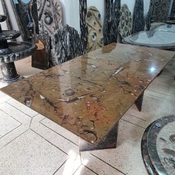 Large Fossil Marble Table -...