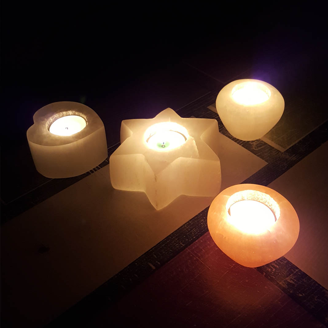 Selenite Candle Holders