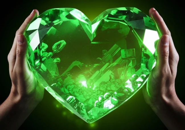 Natural emerald crystal showcasing deep green color, healing properties, and raw gemstone structure