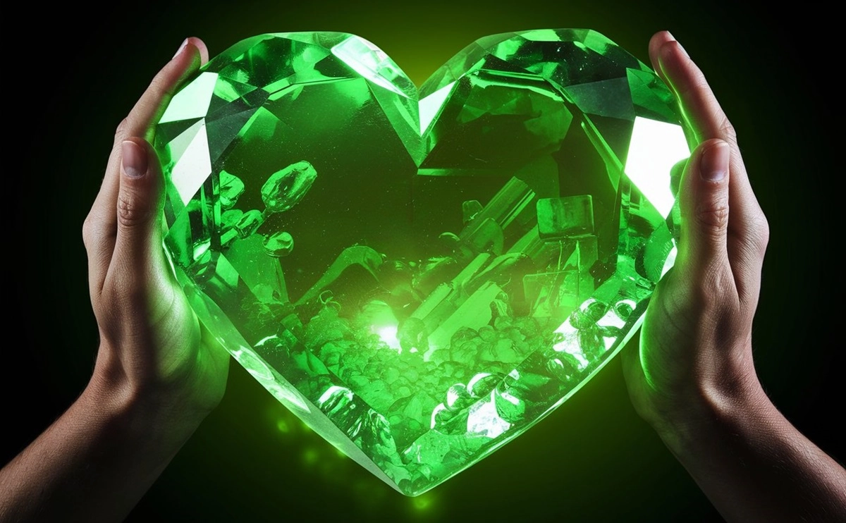 Natural emerald crystal showcasing deep green color, healing properties, and raw gemstone structure