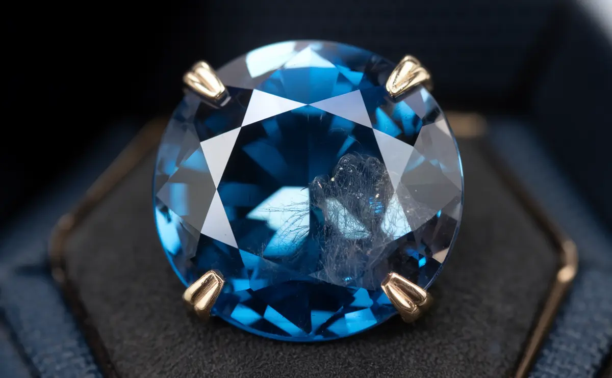 Musgravite gemstone with vivid grey-blue color and brilliant faceting