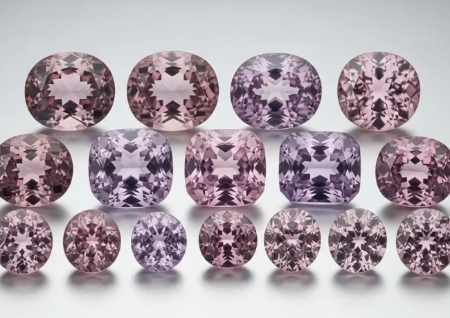 Faceted lilac Taaffeite gemstone with high clarity, showcasing the world's rarest mineral
